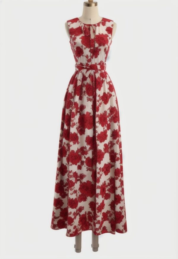 Floral Print Knot Tube Top And Frill Maxi Skirt Set