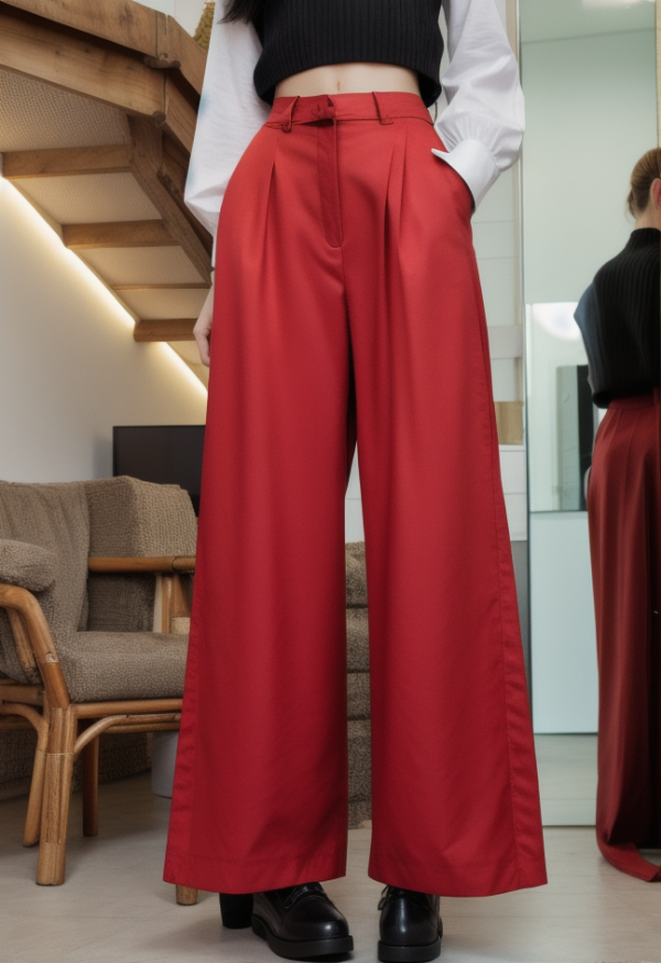 Top-stitching Buckle Design Removable Wide Leg Pants