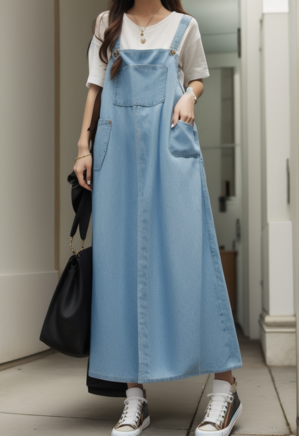 Vintage Distressed Frayed Hem A Line Midi Skirt